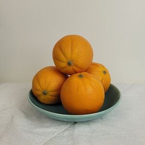 Lot of 4 Decorative Faux Oranges Approximately 3 Inch Diameter Decor Staging